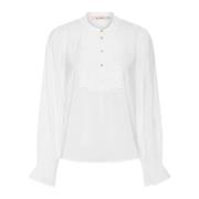 Romantisk Off-White Bluse med Volanger