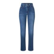 Blå Straight-Leg Jeans med Feminin Silhuett