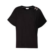 Svart Trendy Logo Print T-skjorte