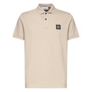 Beige Polo Skjorte med Logo Patch