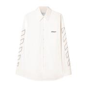 Hvit Button-Up Skjorte med Logo