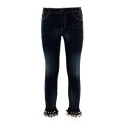 Skinny Jeans med Tulle og Juvelpynt