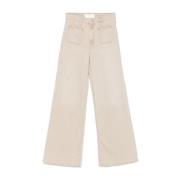 Beige Sneak Jeans med Lommer