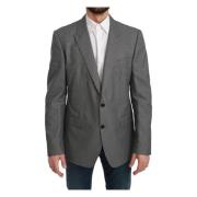 Grå Fantasy Mønster Slim Fit Blazer