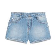 Denim Shorts med Distressed Finish