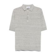 Heather Grey Polo Shirt Ribbed Cuffs