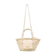 Ivory Hvit Skinn Tote Bag