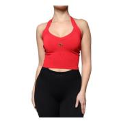 Rød Halter Crop Tank Topp