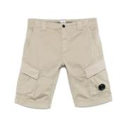 Beige Shorts med Linse Motiv Lomme