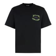 Ribbet crew-neck T-skjorte