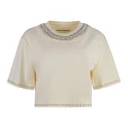 Brodert crew-neck T-skjorte