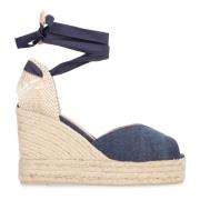 Jute Wedge Espadrilles med Snøring Ankelspenne