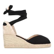 Jute wedge espadrilles med knytestropp