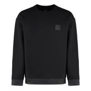 Ribbet crew-neck sweatshirt med nøkkelring sjarm