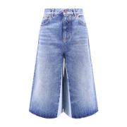 Denim Bermuda Shorts med Frayed Bottom