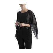 Våt-look laminert georgette poncho