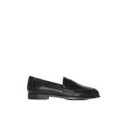 Sorte Skinn Loafers Slip-On Sko