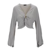 V-hals Bluse med knappedetalj