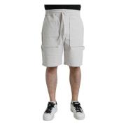 Beige Bomullscorduroy Bermuda Shorts