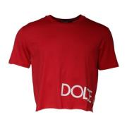 Rød Logo Printet Cropped T-skjorte