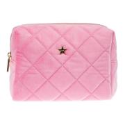 Fløyel Kvadratisk Quilted Make-Up Pung Liten Bubblegum Rosa