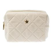 Velvet Square Quilted Make-Up Pouch Liten Sand