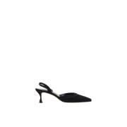 Suede-Effect Almond Toe Slingback Pumps