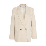 Beige Dobbeltspent Glencheck Blazer