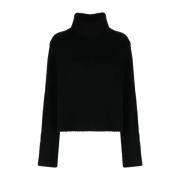 Sort Ull-Blanding Roll-Neck Sweater