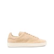 Beige Semskede Sneakers med T Logo