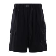 Sort Twill Elastisk Midje Shorts