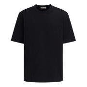 Svart Bomull Crew Neck T-skjorte