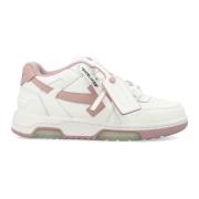 Hvite Rosa Skinn Sneakers Trendy Stil