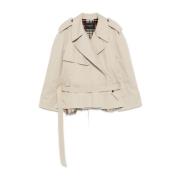 Beige Oversize Bomull Trench Coat