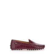 Bordeaux Croco Print Moccasin Flate Sko