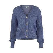 Jeans Blue Mohair Strikket Cardigan