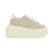 Chunky Oversize Sole Beige Sneakers Kvinne