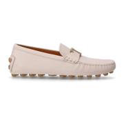 Beige Skinn Driver Loafer Sko