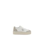 Hvite Skinn Plattform Kile Sneakers