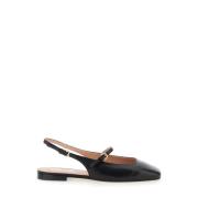 Sorte Skinn Slingback Ballerinasko