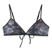 Skyet Print Bikini Topp Svart