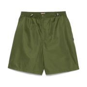 Grønn Elastisk Midje Shorts med Lommer