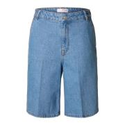 Høy Midje Denim Bermuda Shorts