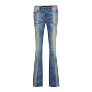 Flared Jeans Bicolor Design Kvinne