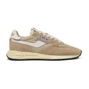 Beige Semsket og Nylon Sneakers