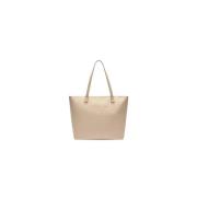 Beige Tote Bag med Glidelås Lukking