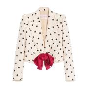 Beige Polka Dot Jakke Knappelukking