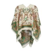 Paisley Print Silke Multifarget Cape Jakke