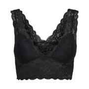 Svart Blonder Bralette V-hals