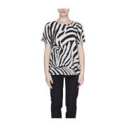 Beige Zebra Print Topp Kortermet